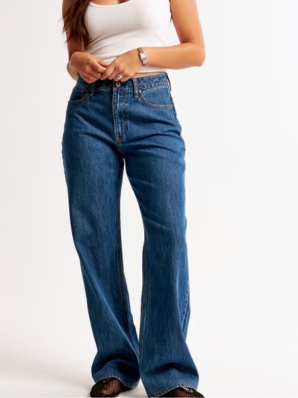 Abercrombie & Fitch Dark Marble Wide-Leg High-Rise Jeans